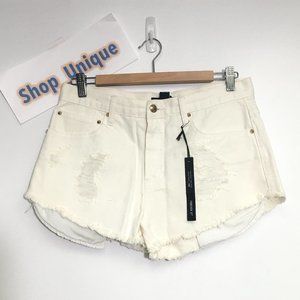 Forever21 White Denim Distressed Shorts